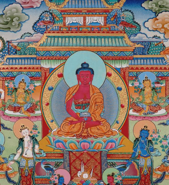 Amitabha Temple Thangka Painting for meditation and spirituality.