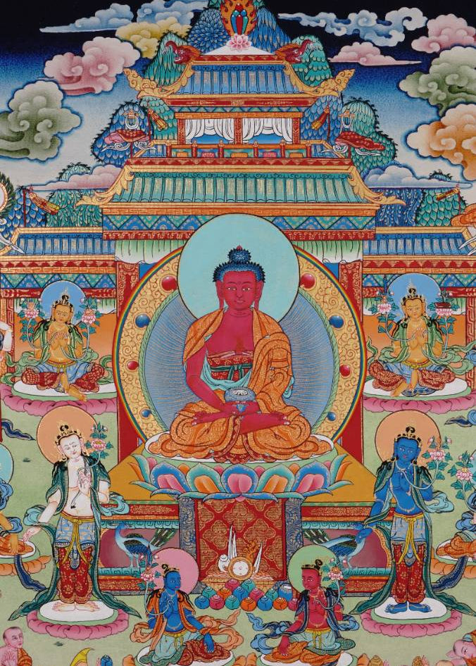 Amitabha Temple Thangka Painting for meditation and spirituality.