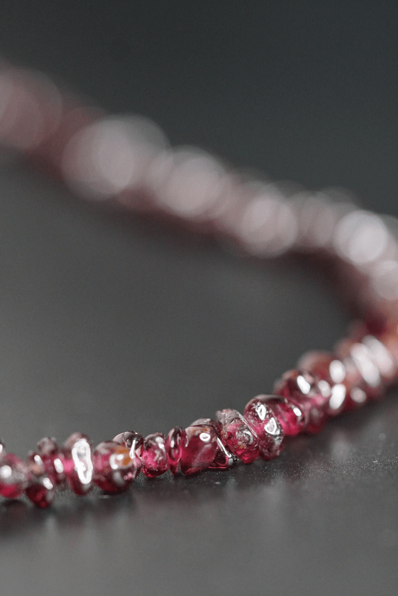 Red Garnet crystal chips necklace red wine color 