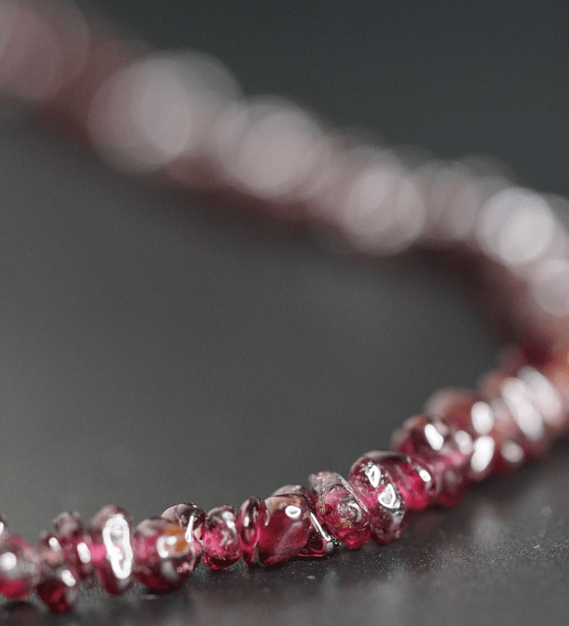 Red Garnet crystal chips necklace red wine color 