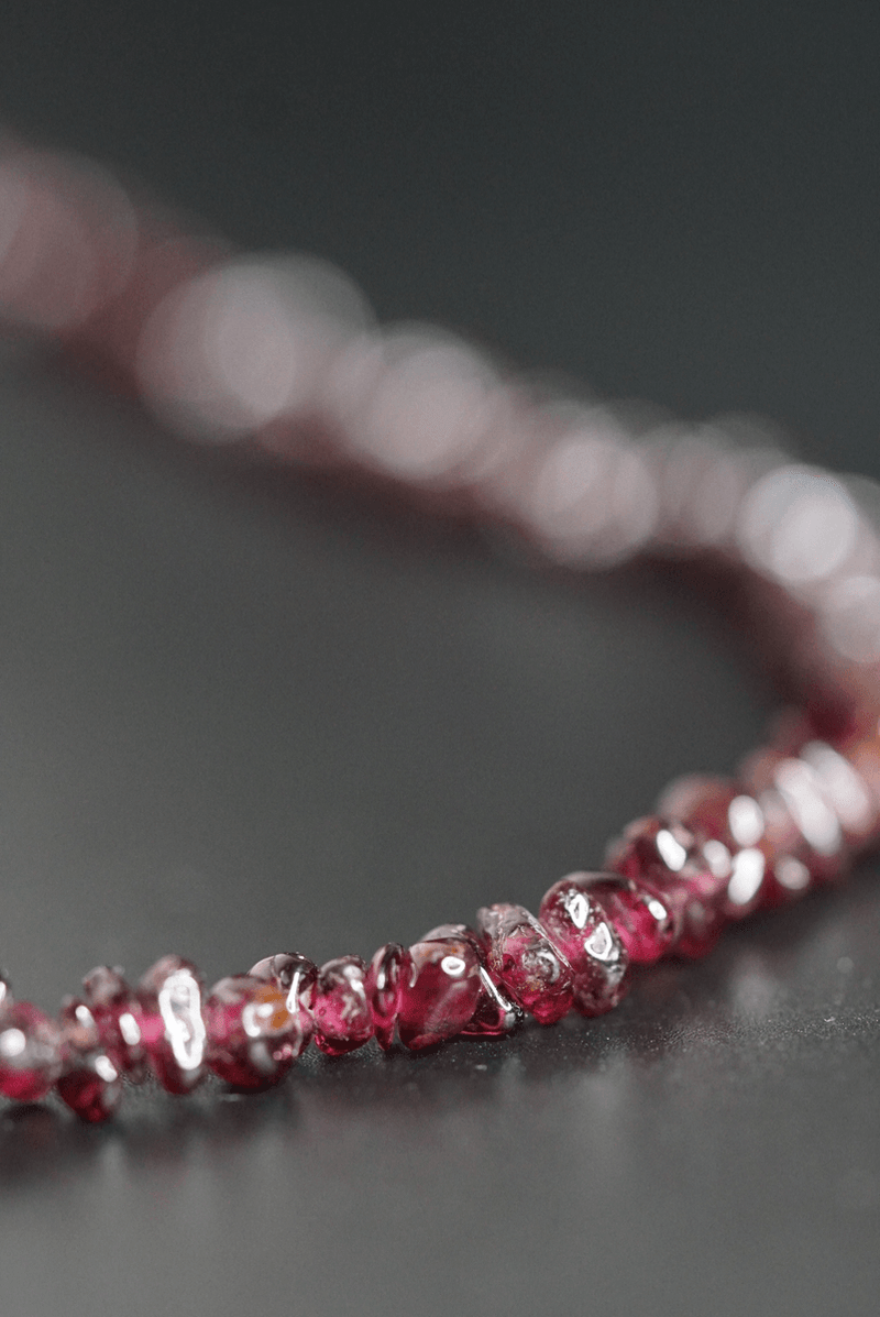 Red Garnet crystal chips necklace red wine color 