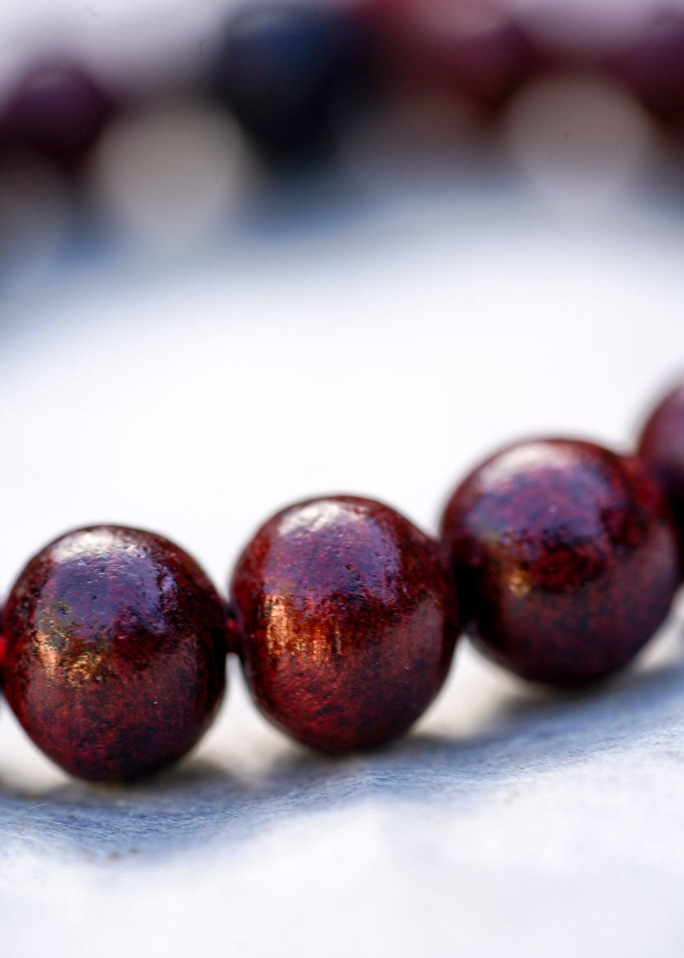 Rose Wood Bracelet - 6mm to 8 mm Adjustable Bead Bracelet for Men and Women