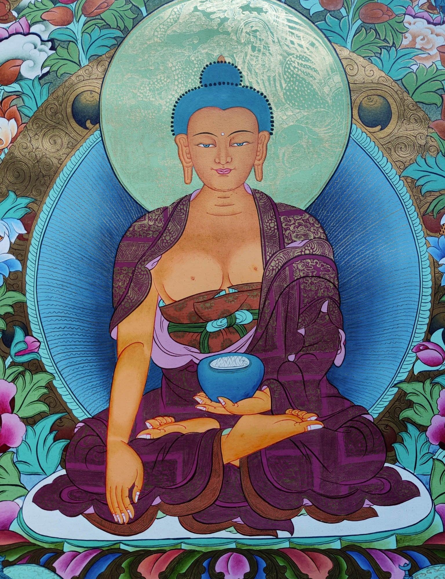 Beautiful Thangka Painting of Shakyamuni Buddha