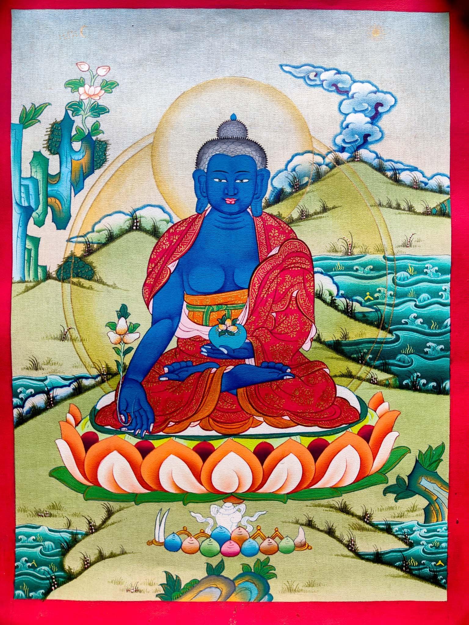 Blue Healing Buddha (Bhaisajyaguru Art)