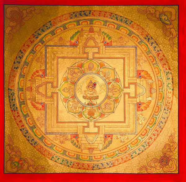 White Tara Gold Painted Tibetan Thangka - Himalayas Shop