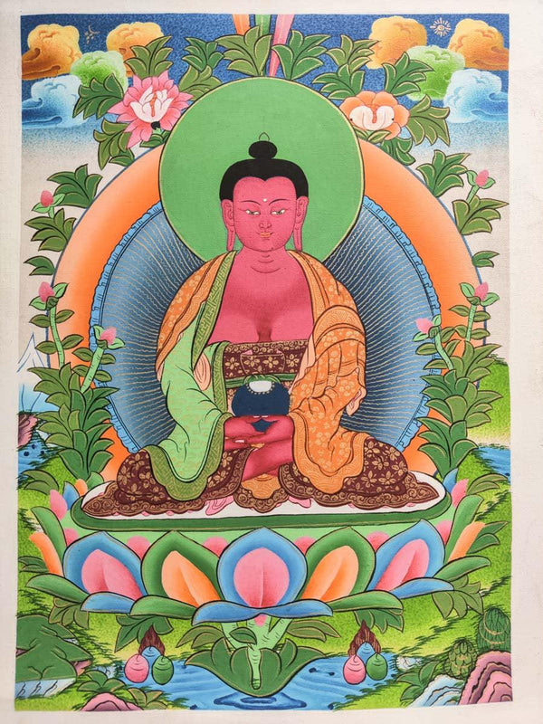 Handmade Amitabha Buddha Thangka Painting - Himalayas Shop