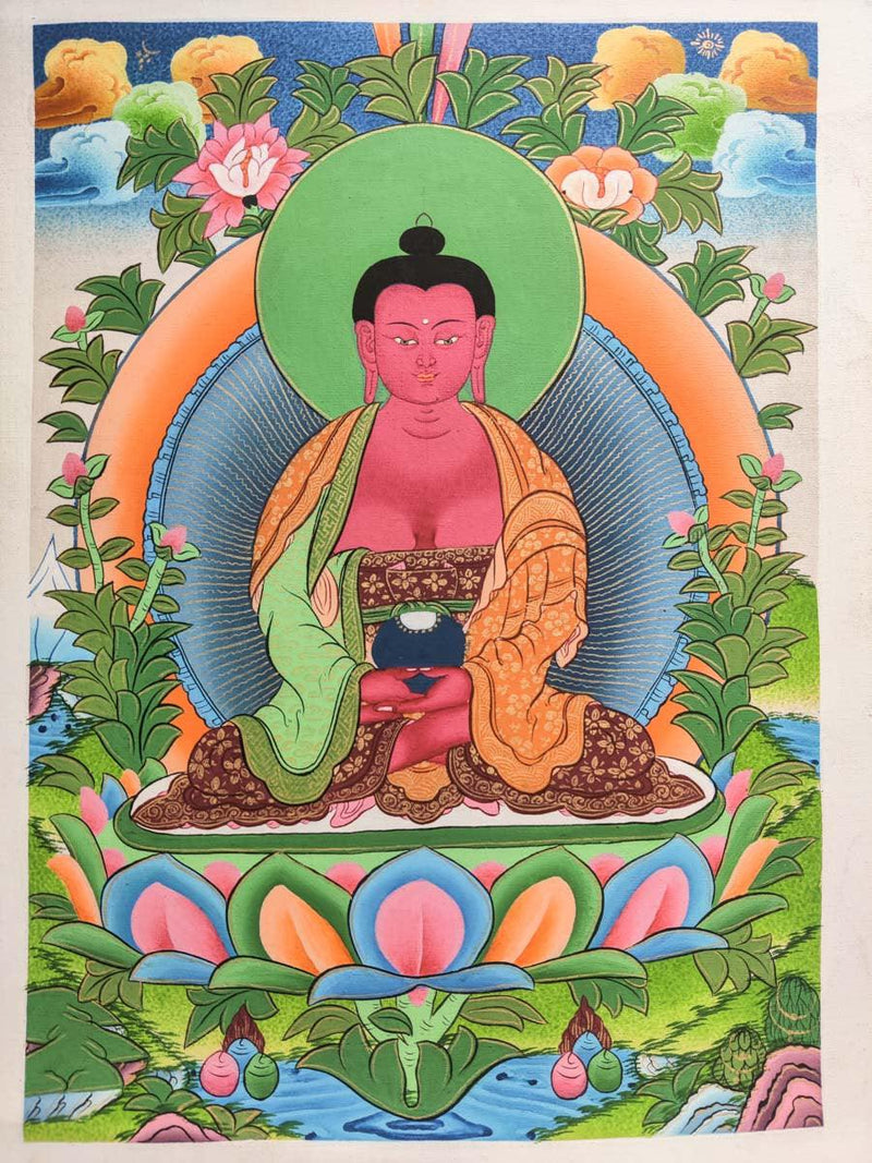 Handmade Amitabha Buddha Thangka Painting - Himalayas Shop