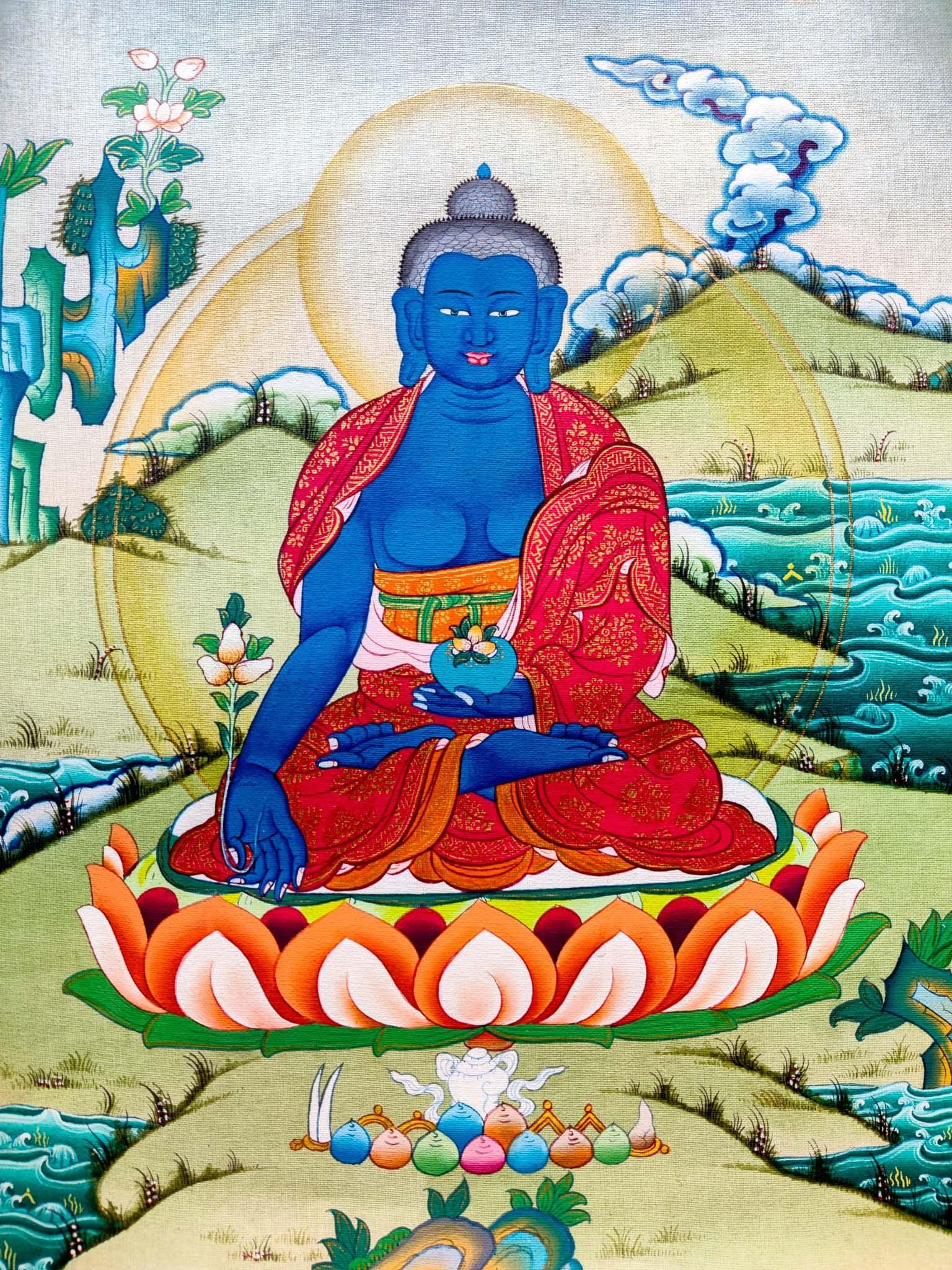 Blue Healing Buddha (Bhaisajyaguru Art)