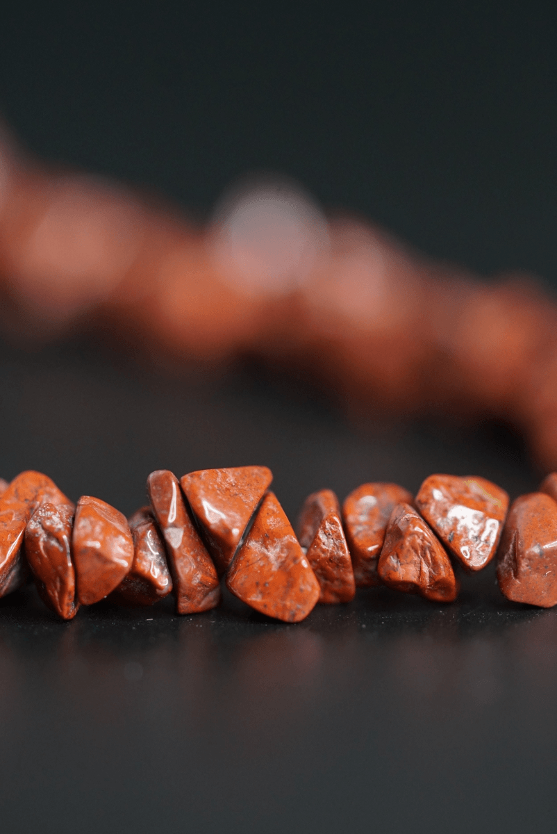 Red Jasper crystal chips necklace handmade originally in Nepal