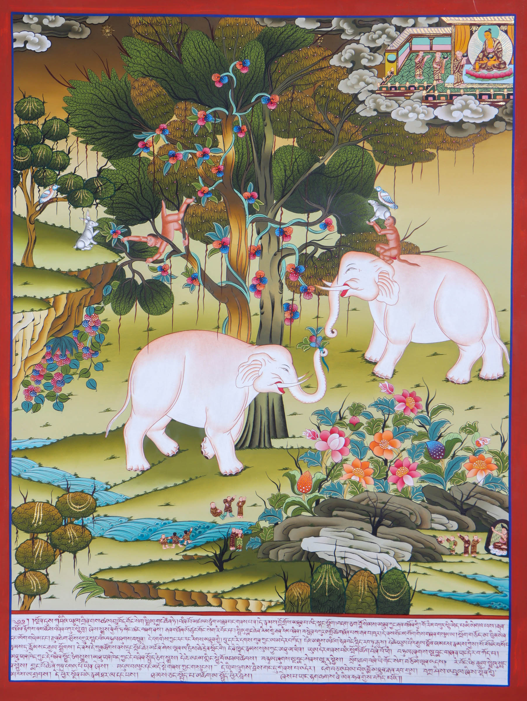 Thangka Painting | Four Harmonious Friend