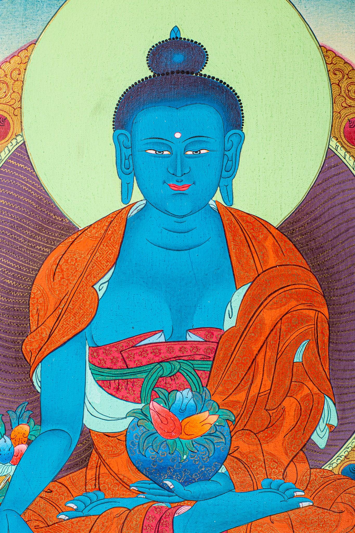 Medicine Blue Healing Buddha Tibetan Thangka painting