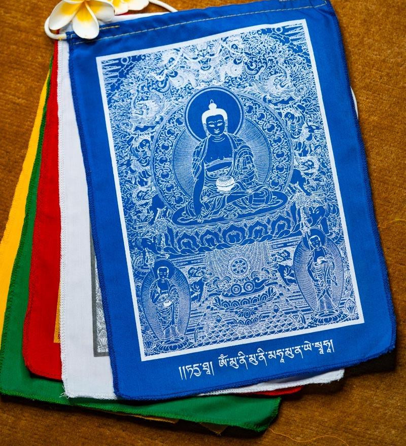 5 Buddha Prayer Flags for Yoga and meditation space
