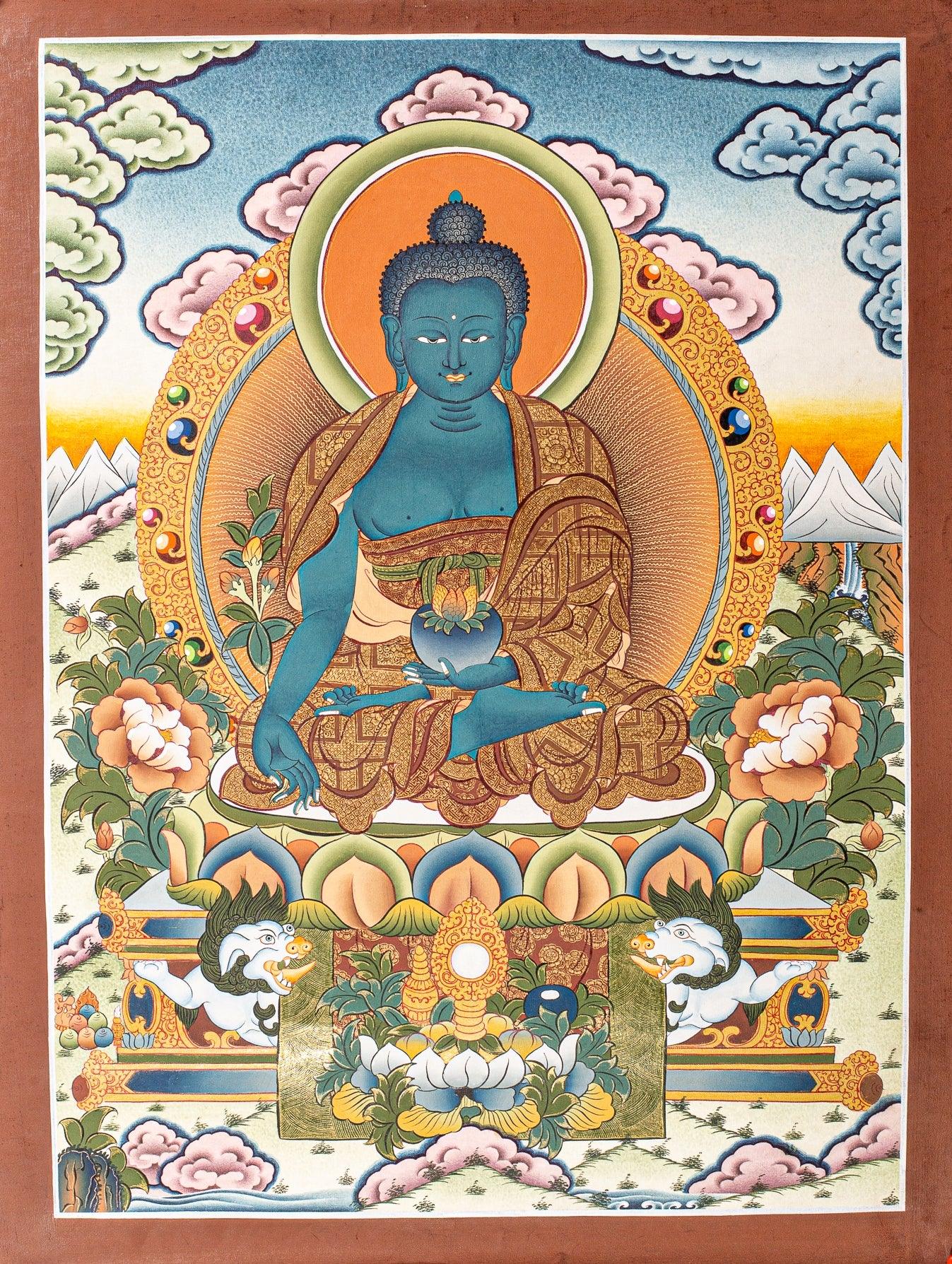 Medicine Buddha Tibetan Thangka Painting 