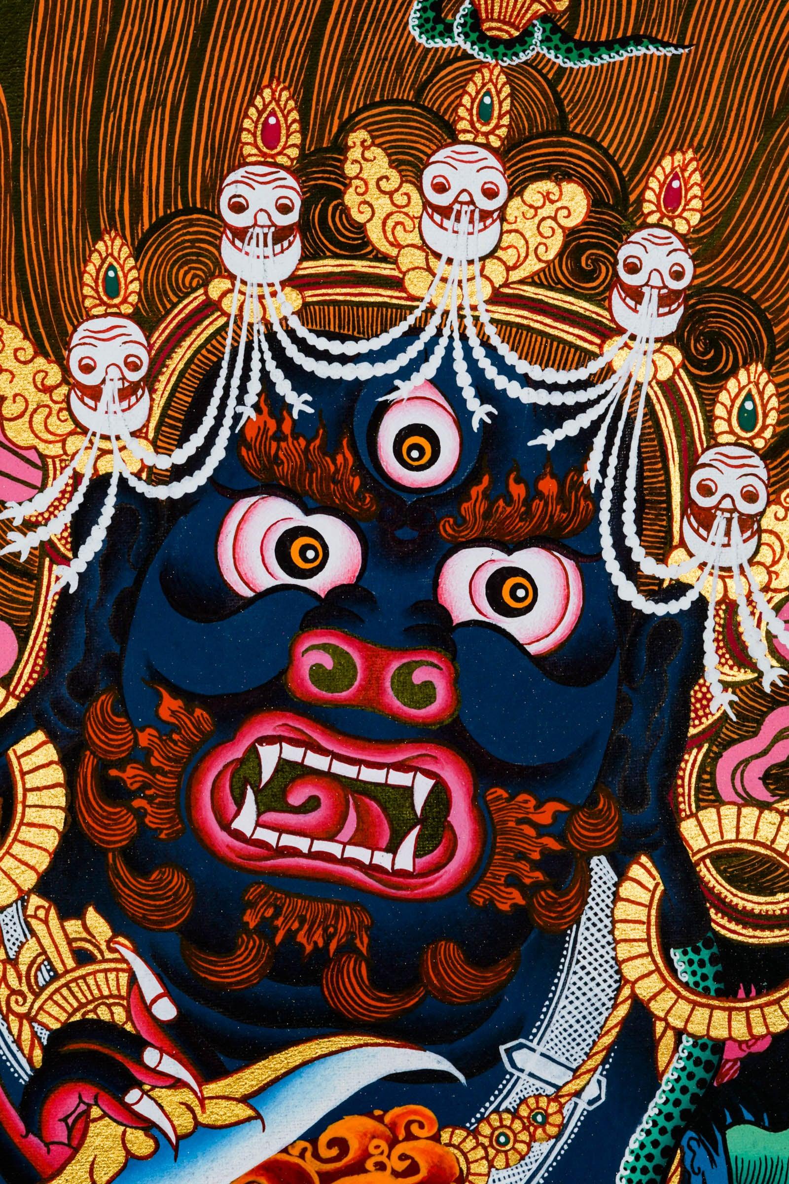 Mahakala with 6 arm Thangka Painting - Himalayas Shop