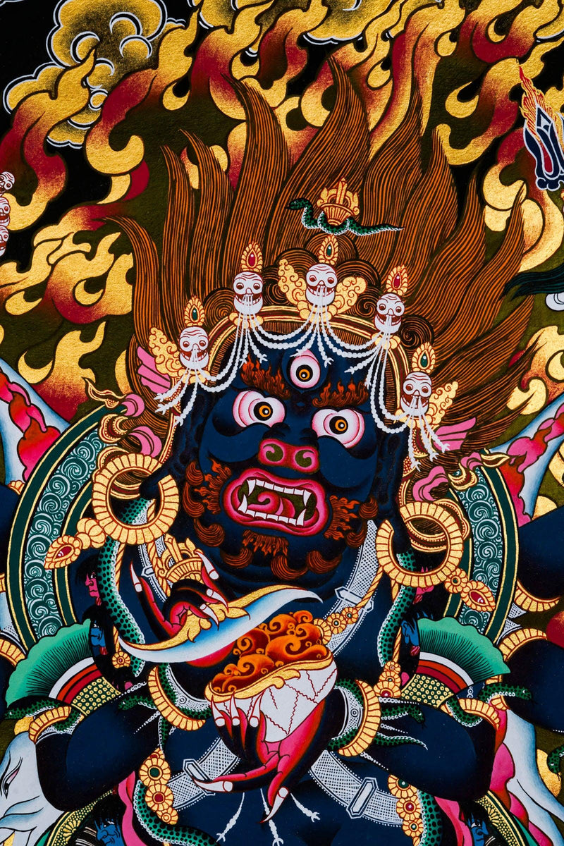 Mahakala with 6 arm Thangka Painting - Himalayas Shop