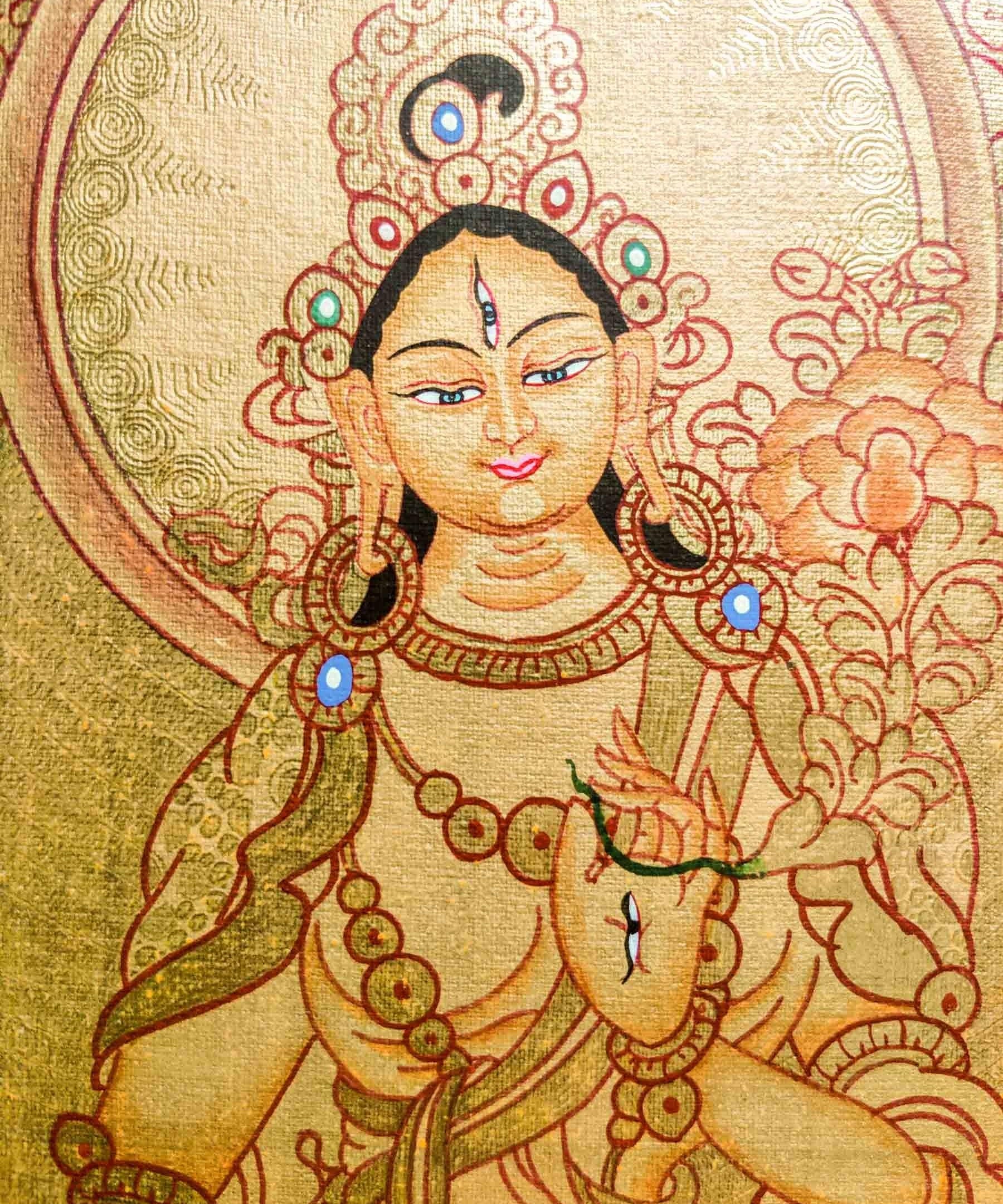 Authentic Handmade White Tara Thangka - Himalayas Shop
