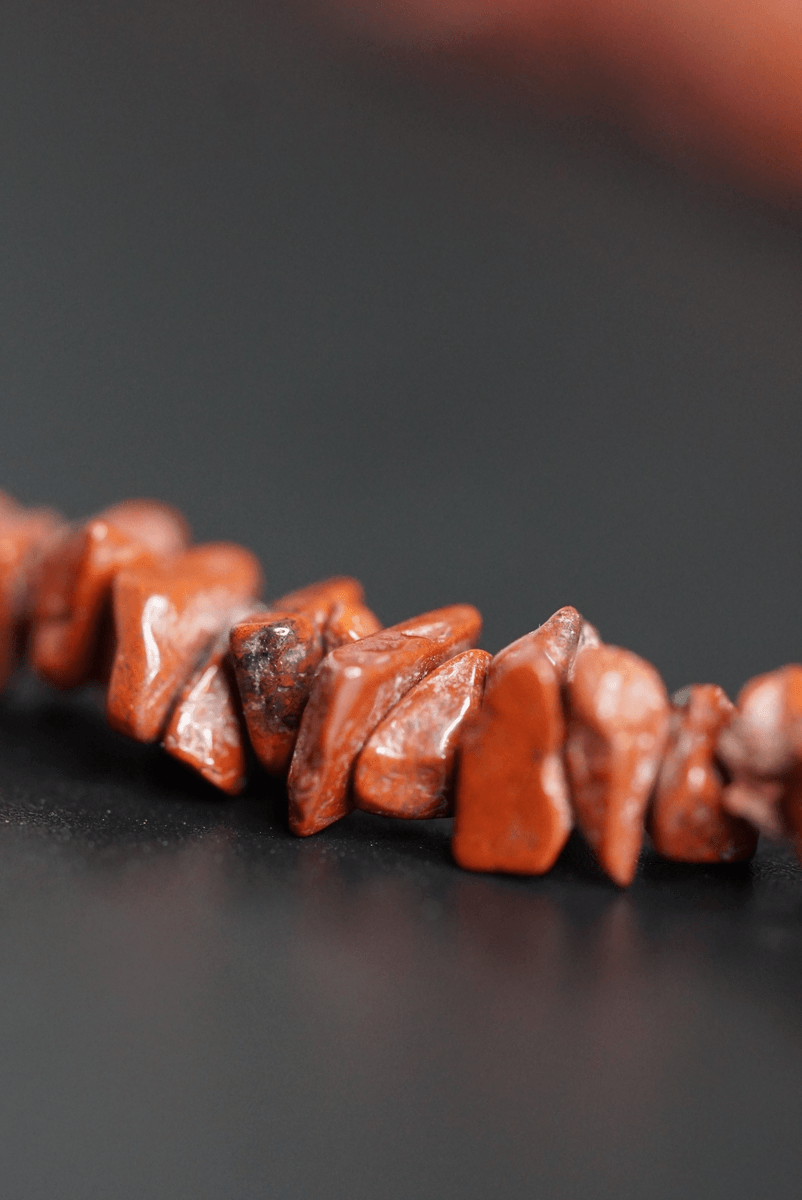 Red Jasper crystal chips necklace handmade originally in Nepal