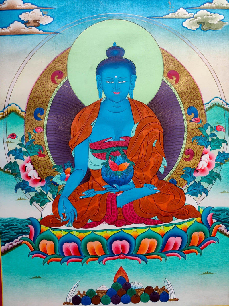 Blue Healing Buddha (Bhaisajyaguru Art)