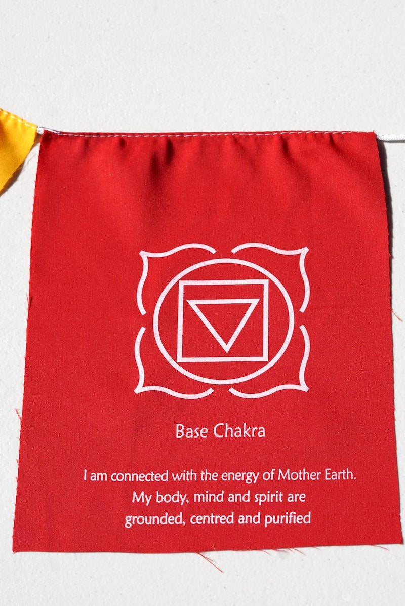 Root Chakra with meaning on prayer flag 