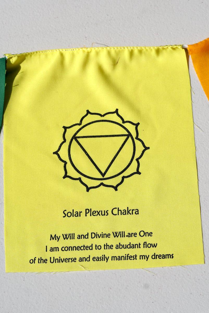 Solar Plexus Chakra with meaning on prayer flag 