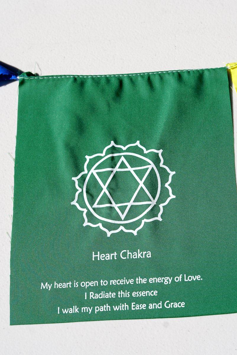Heart Chakra with meaning on prayer flag 