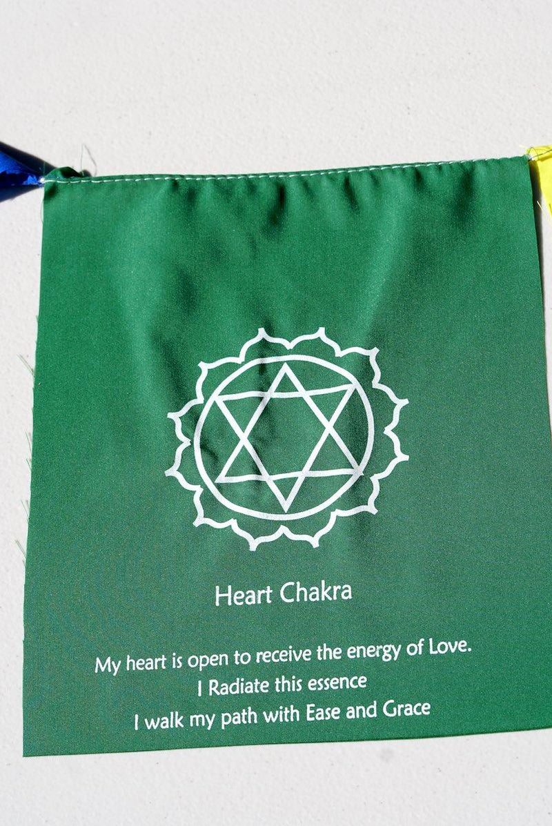 Heart Chakra with meaning on prayer flag 