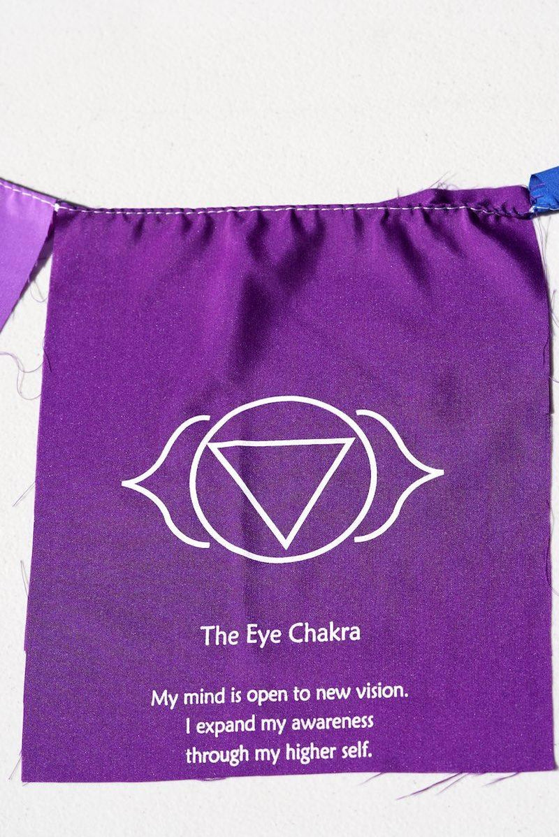 Third Eye Chakra with Meaning on prayer flag