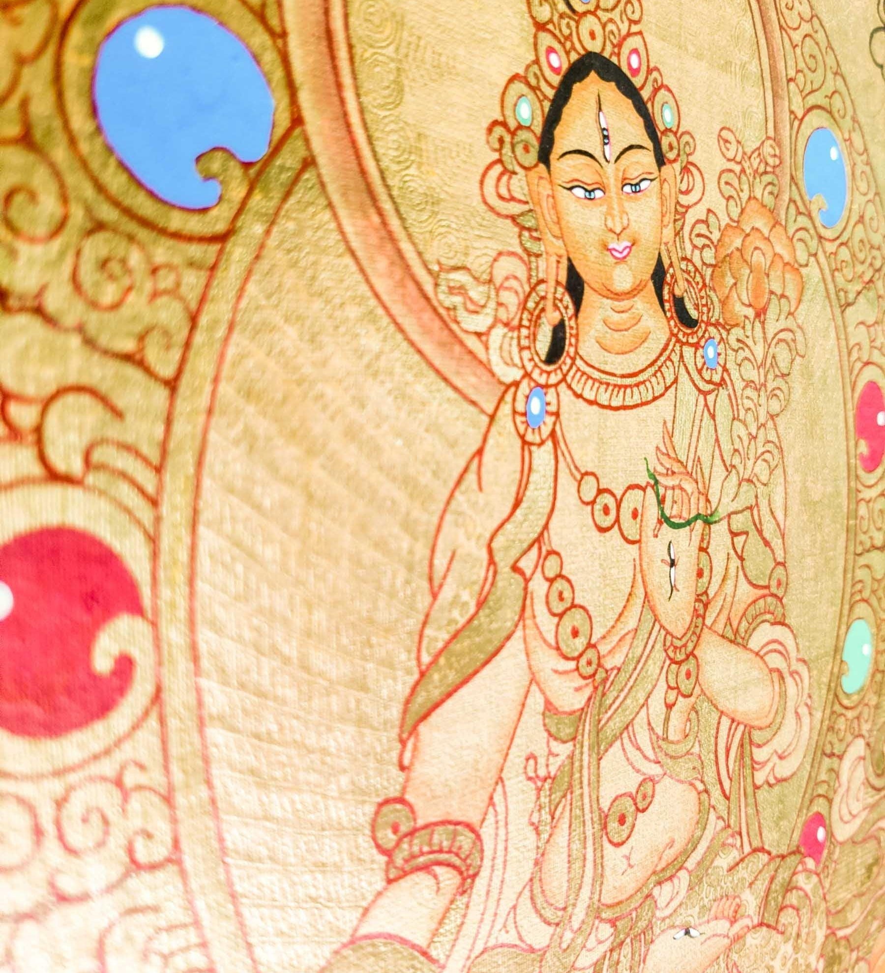 Authentic Handmade White Tara Thangka - Himalayas Shop