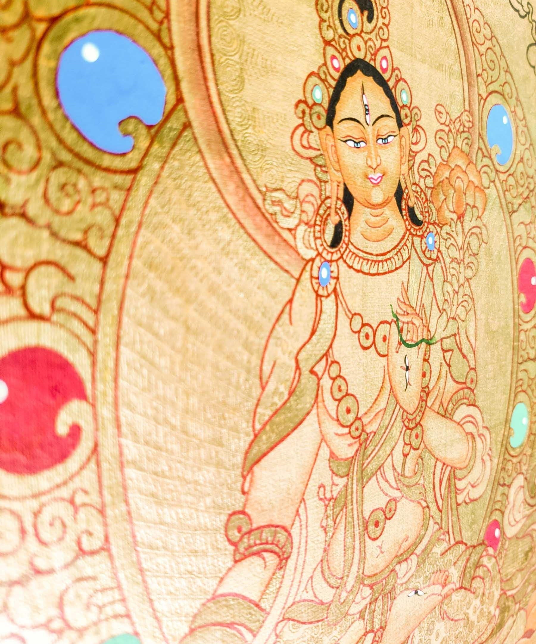 Authentic Handmade White Tara Thangka - Himalayas Shop