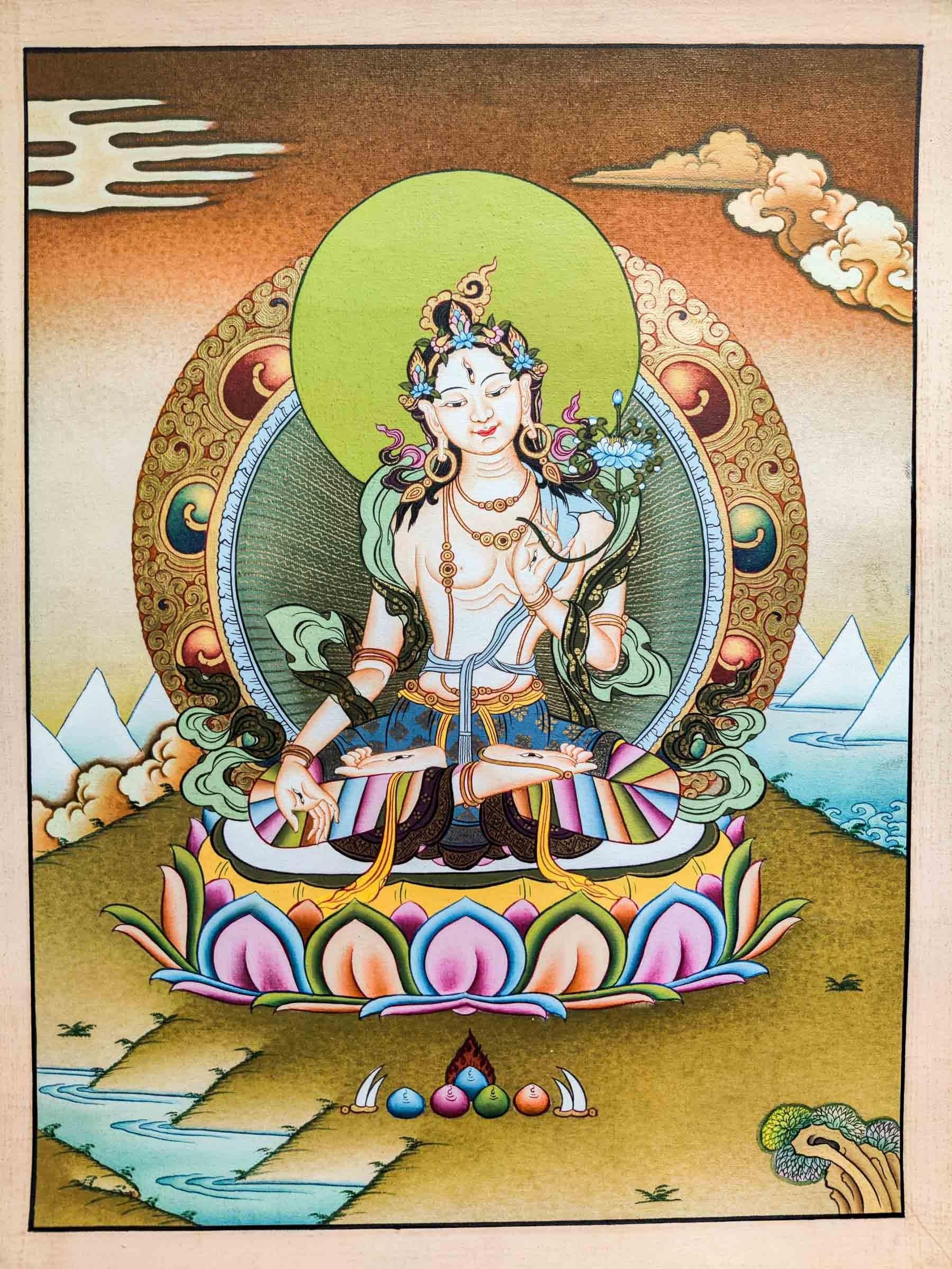 White Tara - Dolma Thangka Painting