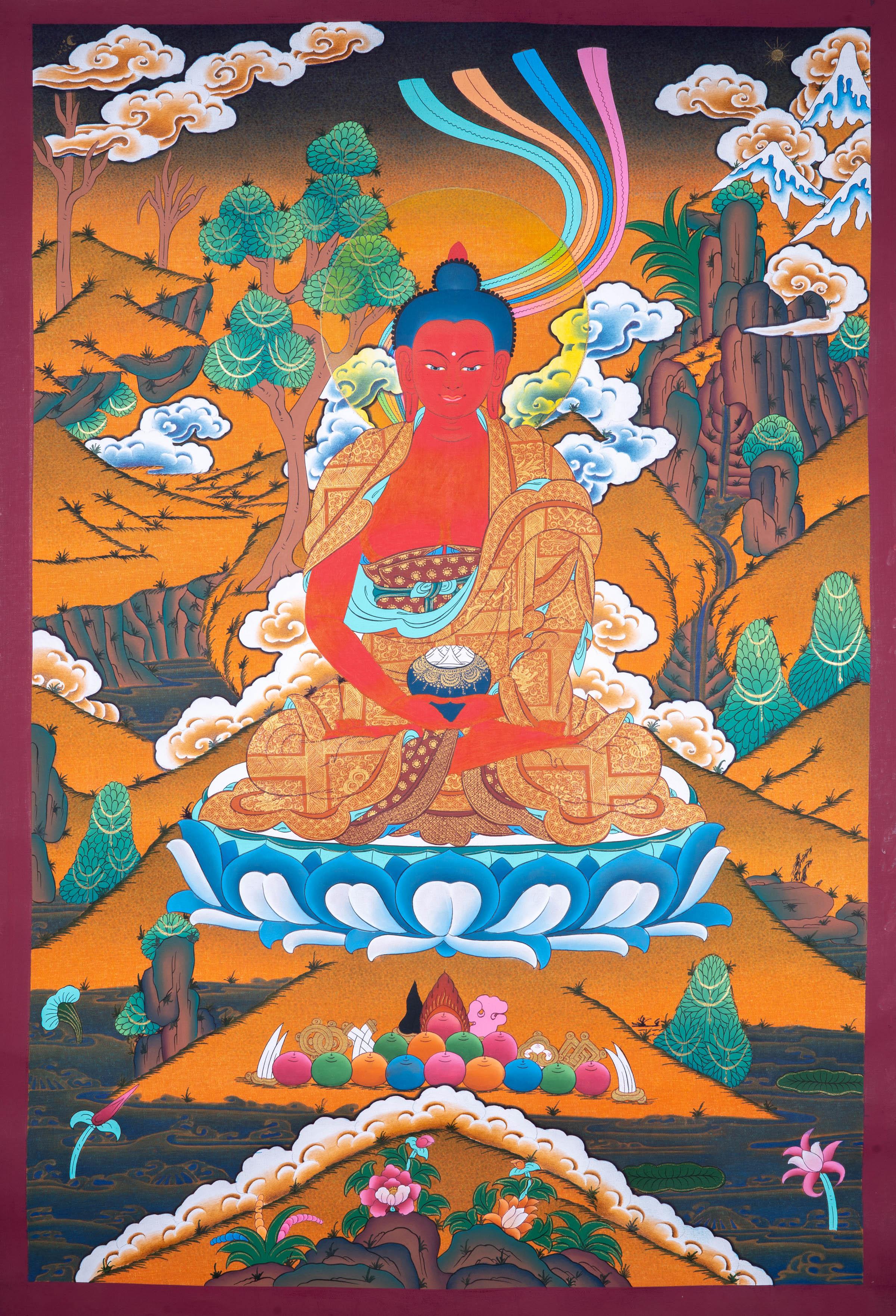 Handmade Amitabha Buddha Thangka Painting - Himalayas Shop