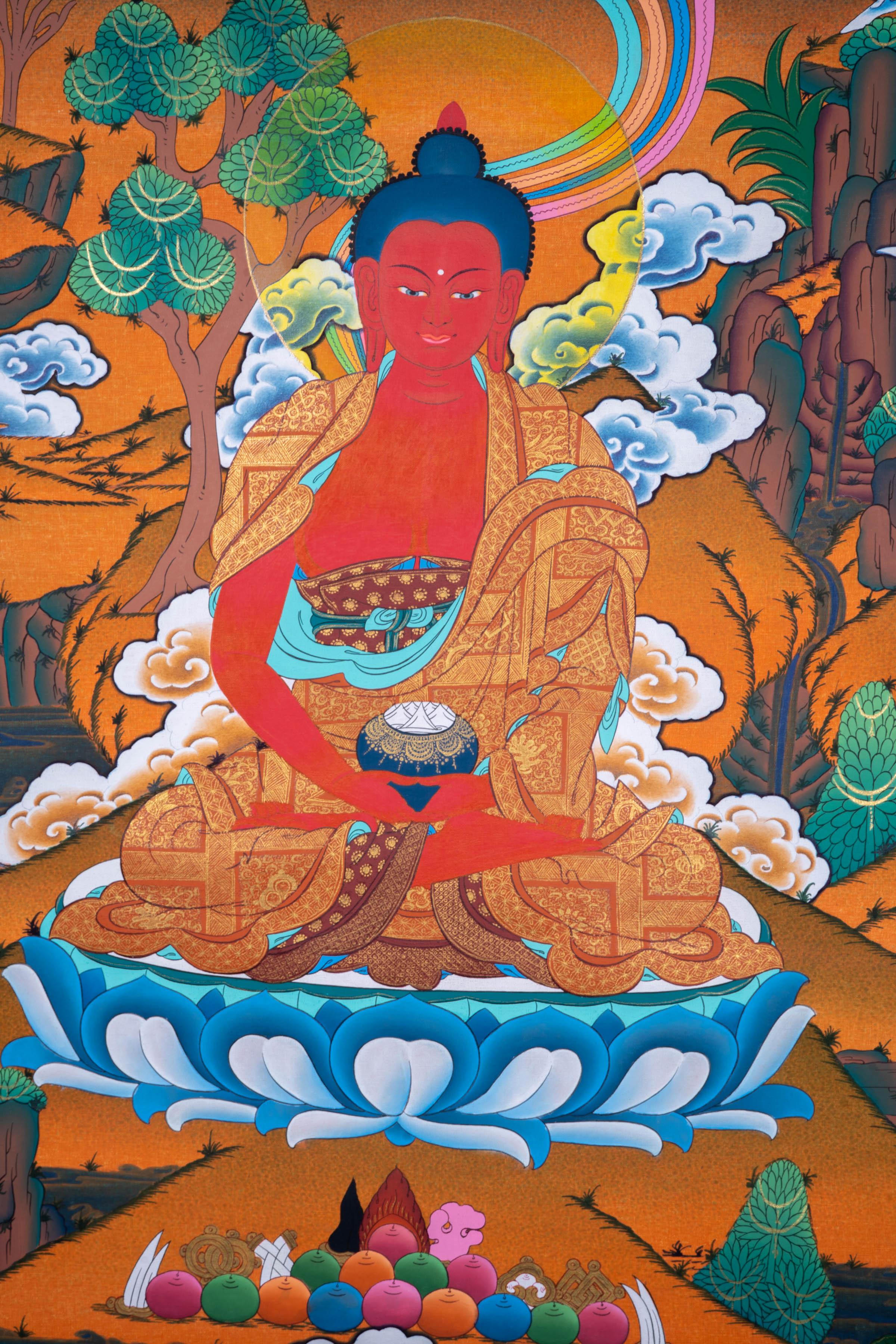 Handmade Amitabha Buddha Thangka Painting - Himalayas Shop