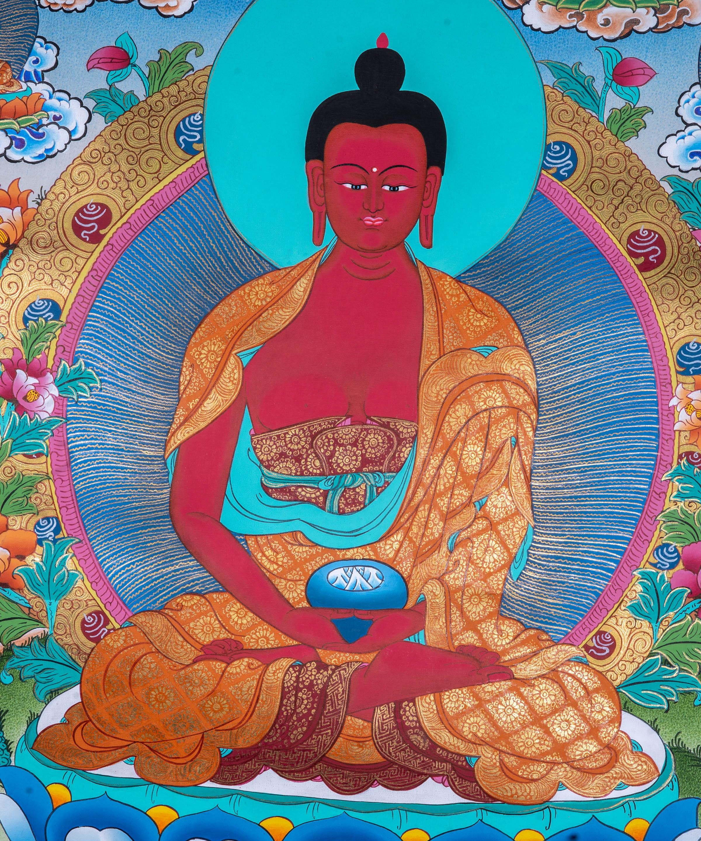 High Quality Handmade Amitayu Buddha Thangka - Himalayas Shop