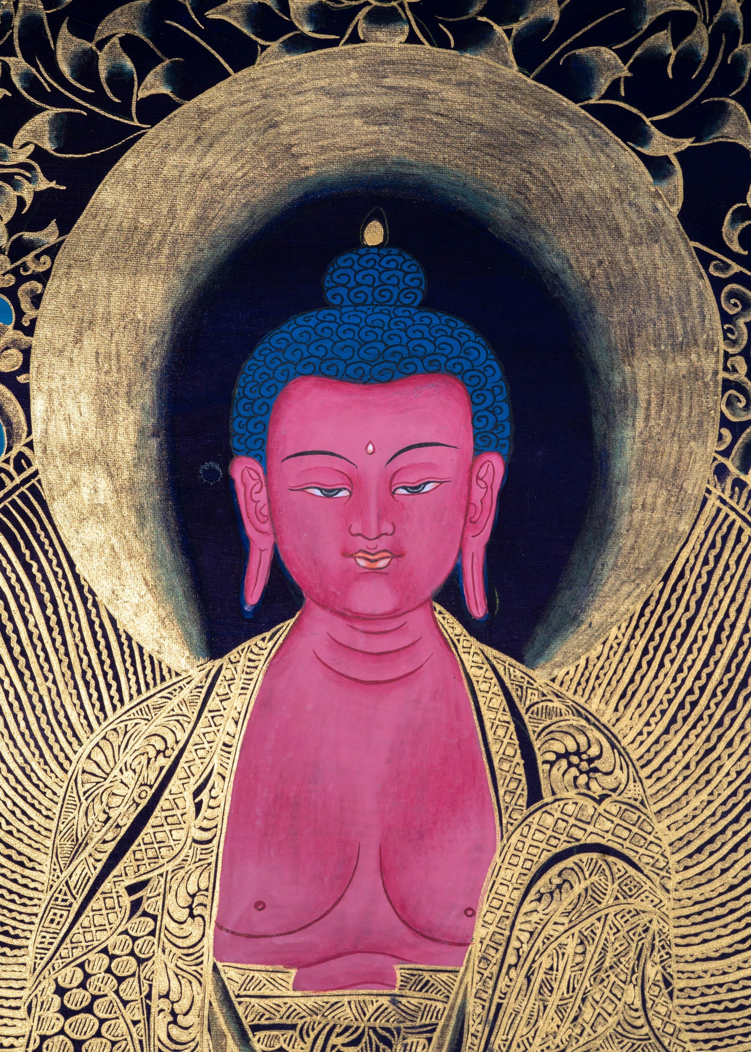 Hand made Authentic  Amitabha Buddha Thangka - Himalayas Shop