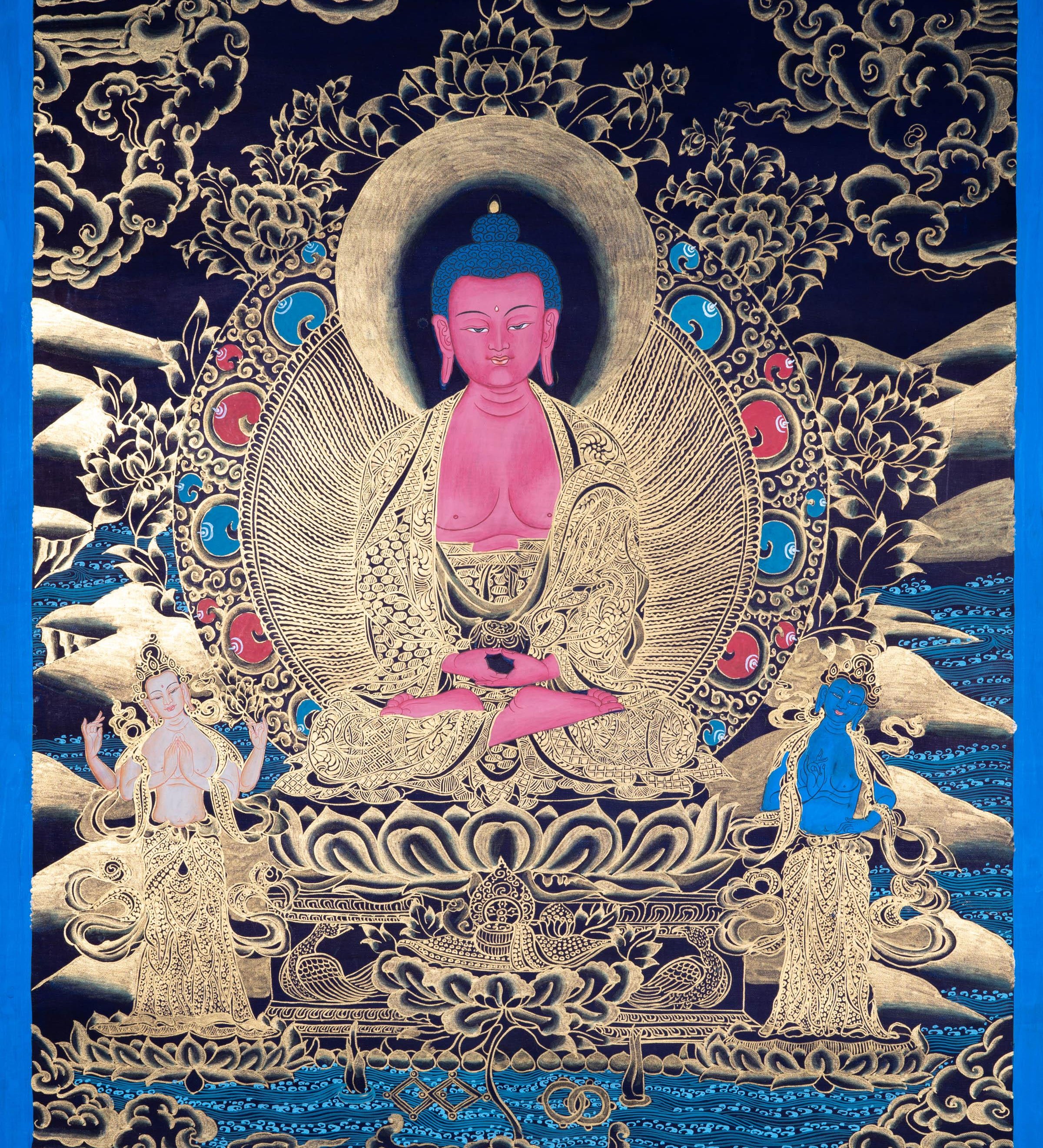 Hand made Authentic  Amitabha Buddha Thangka - Himalayas Shop