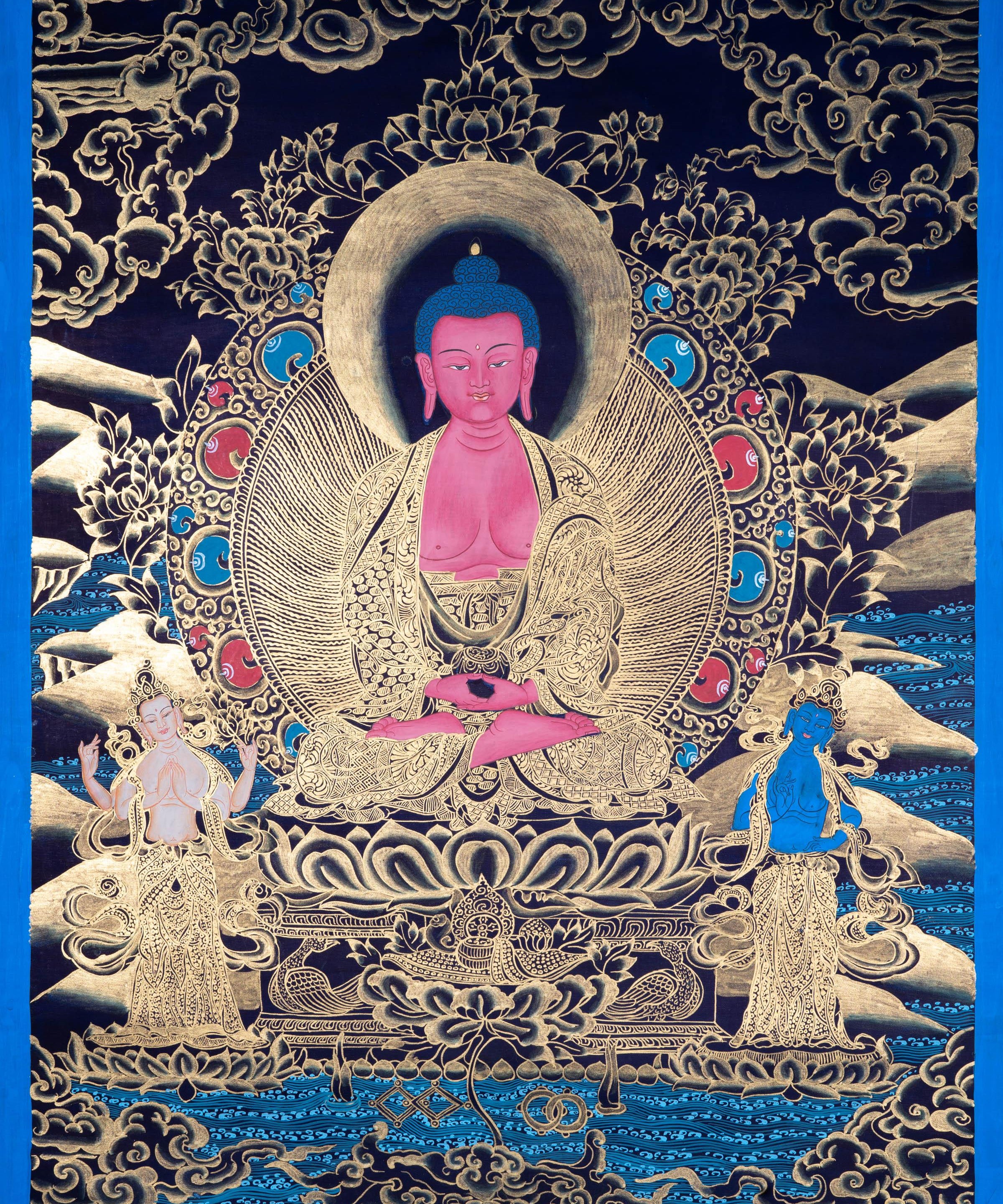 Hand made Authentic  Amitabha Buddha Thangka - Himalayas Shop