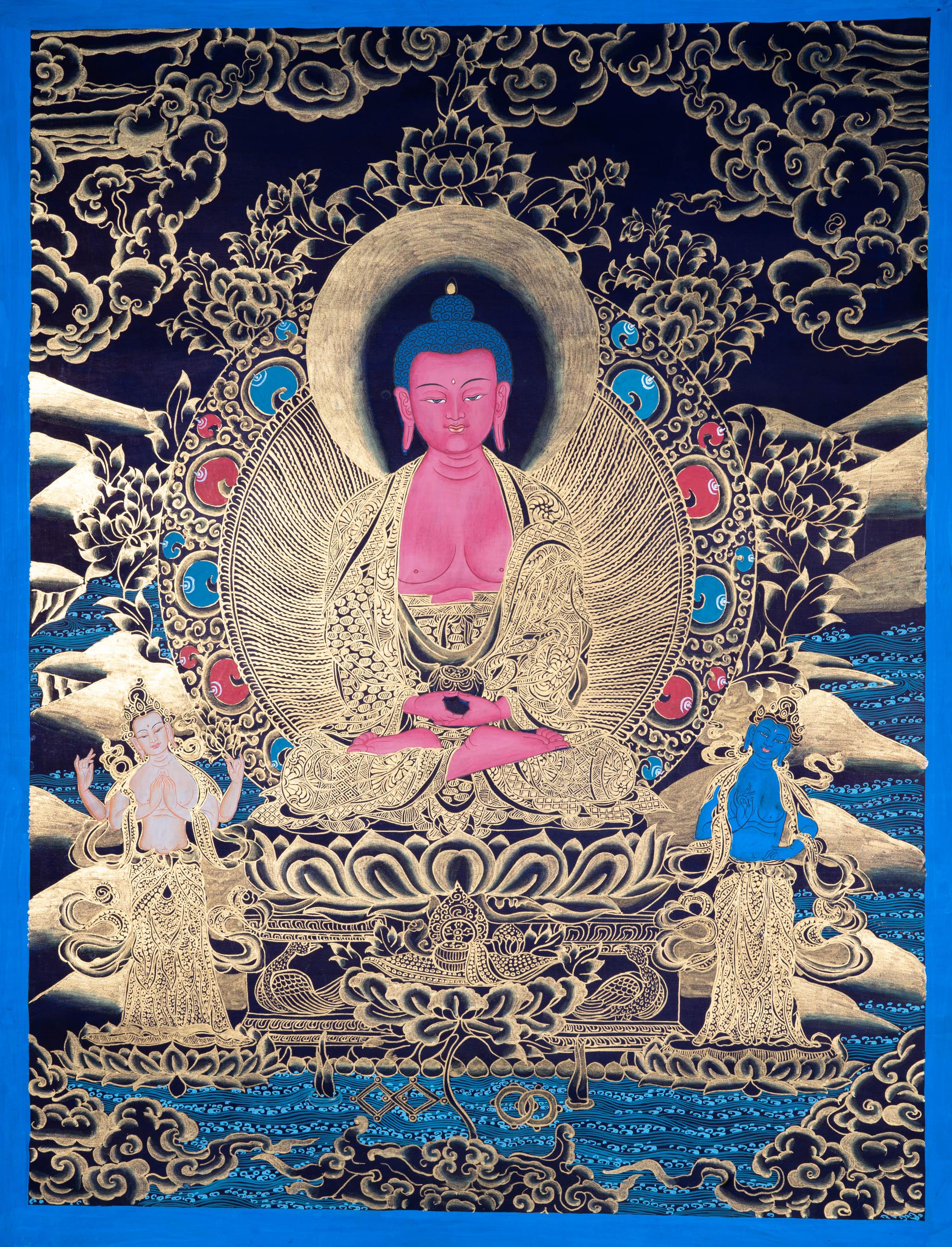 Hand made Authentic  Amitabha Buddha Thangka - Himalayas Shop