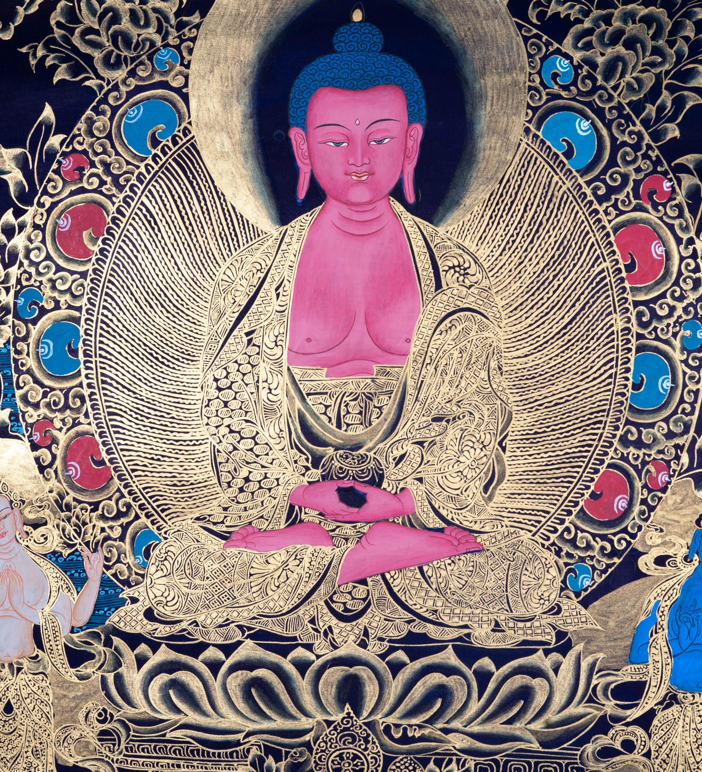 Hand made Authentic  Amitabha Buddha Thangka - Himalayas Shop