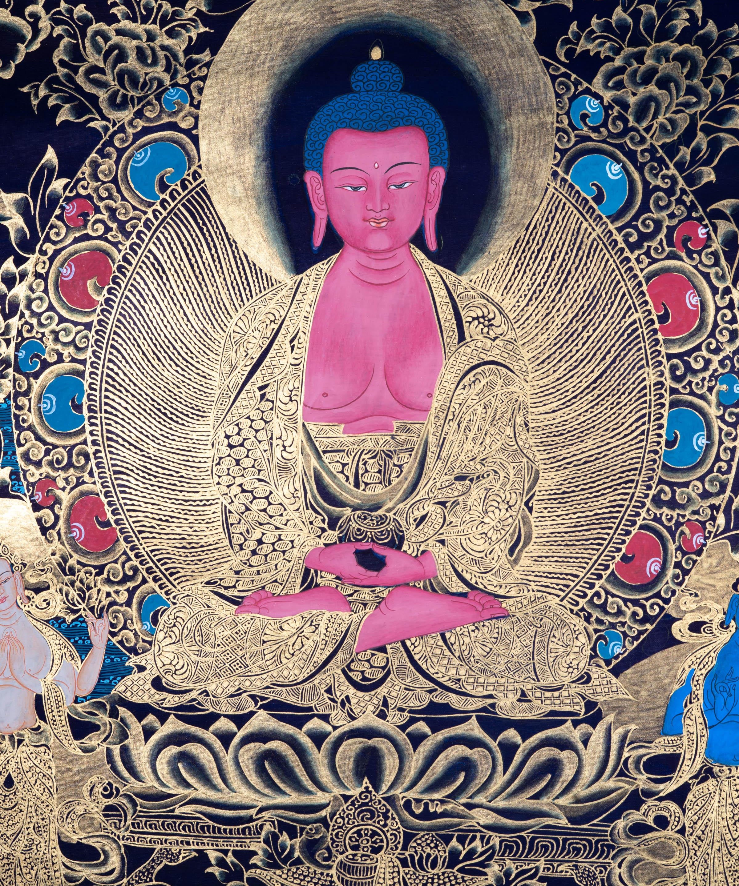 Hand made Authentic  Amitabha Buddha Thangka - Himalayas Shop