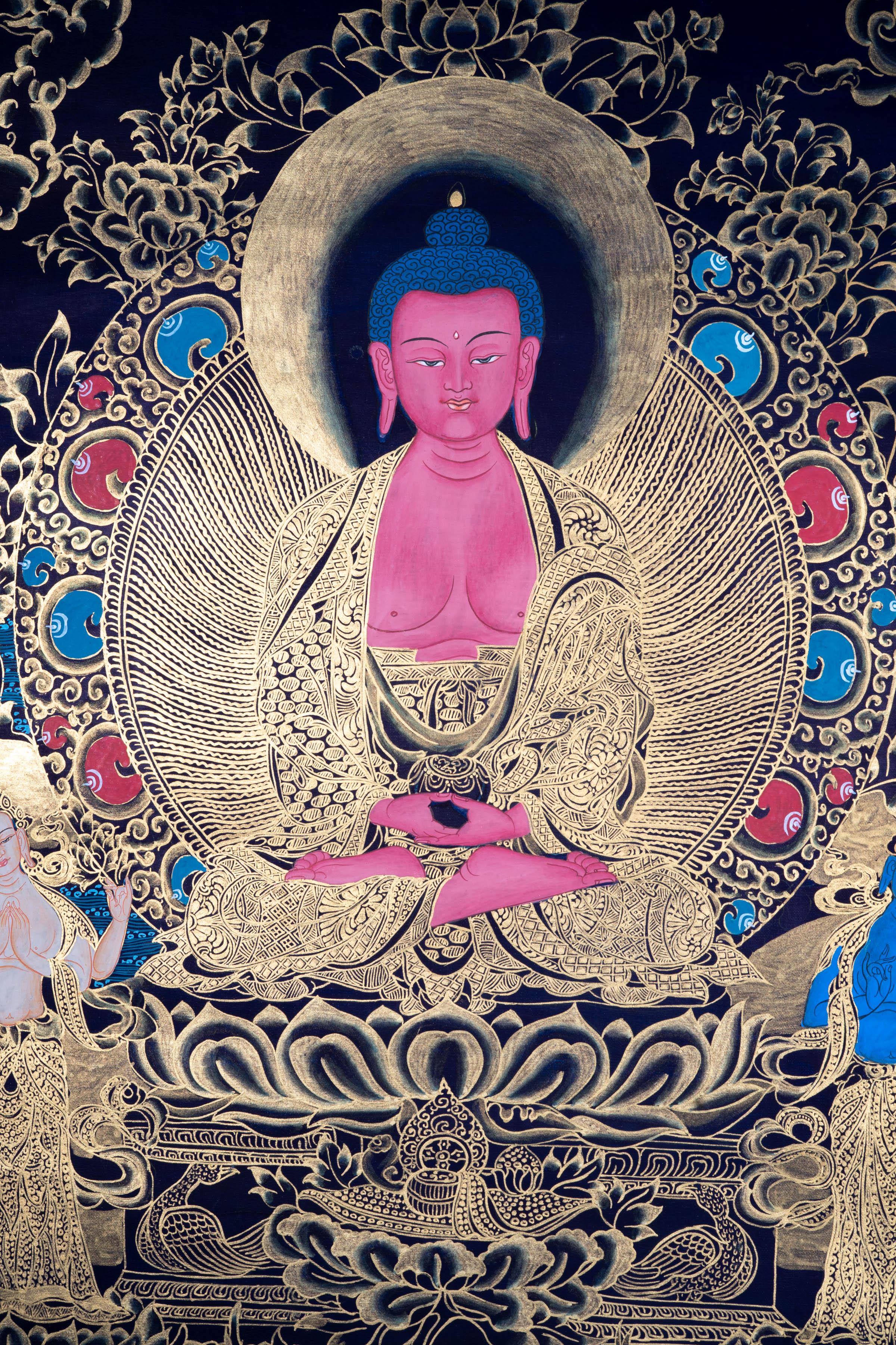 Hand made Authentic  Amitabha Buddha Thangka - Himalayas Shop