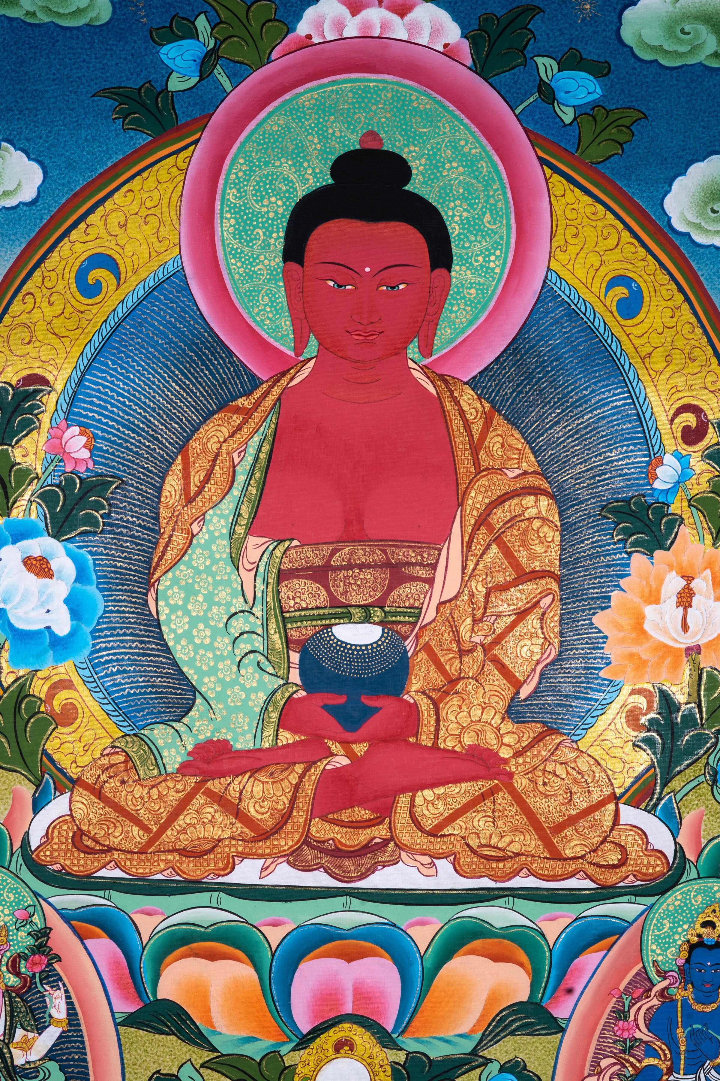 Handmade Amitabha Buddha Thangka painting - Himalayas Shop