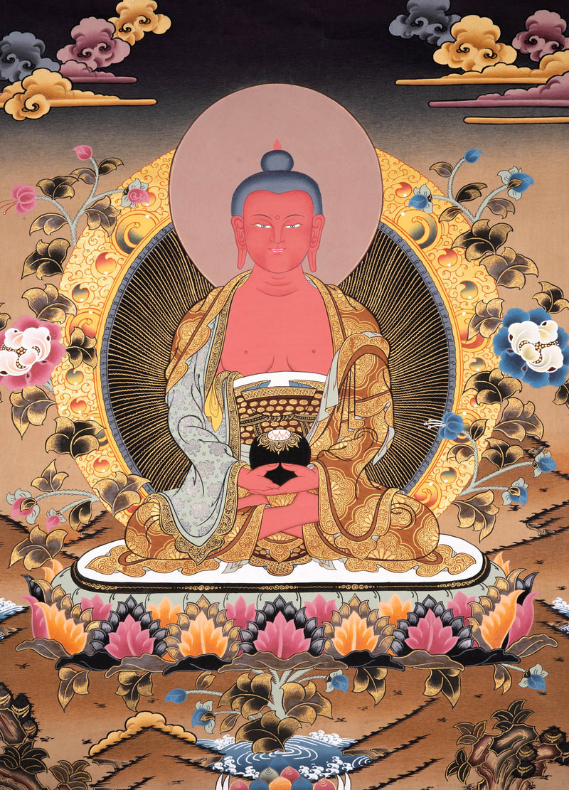 Authentic Handmade Amitabha Buddha Tibetan Thangka Art