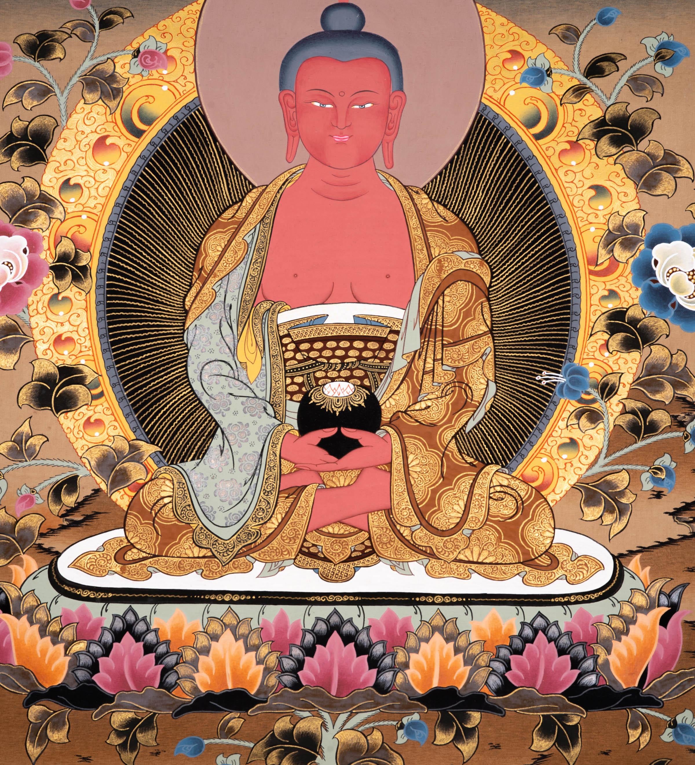 Authentic Handmade Amitabha Buddha Tibetan Thangka Art - Himalayas Shop