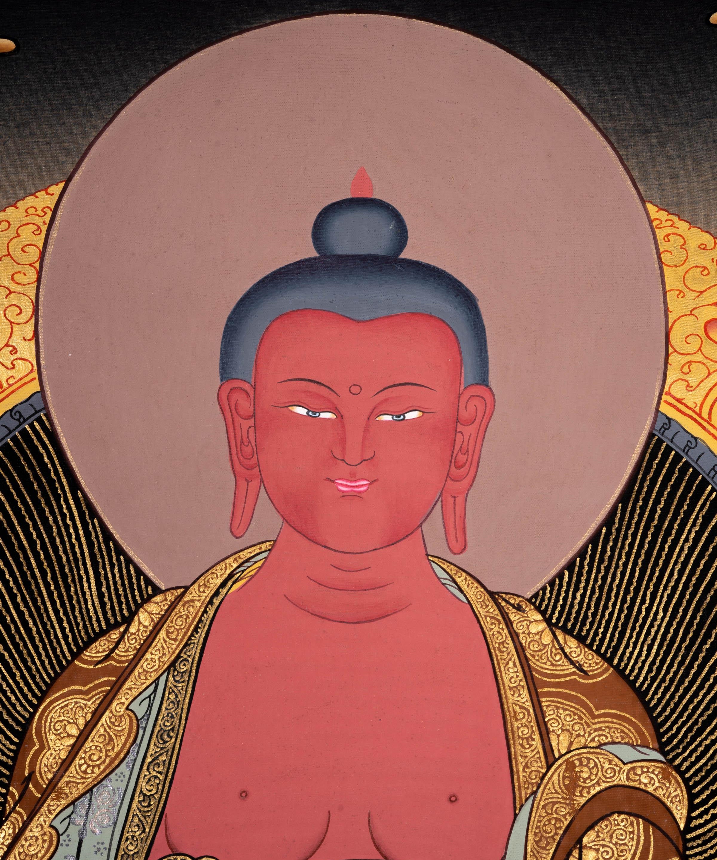 Authentic Handmade Amitabha Buddha Tibetan Thangka Art - Himalayas Shop