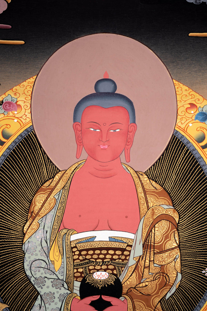 Authentic Handmade Amitabha Buddha Tibetan Thangka Art - Himalayas Shop