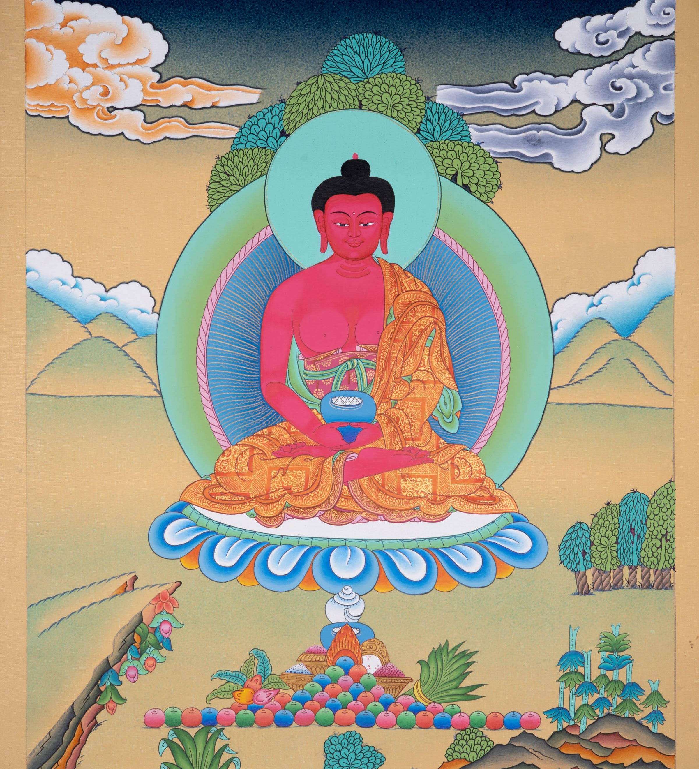 Long life Amitabha Buddha tibetan thangka - Himalayas Shop