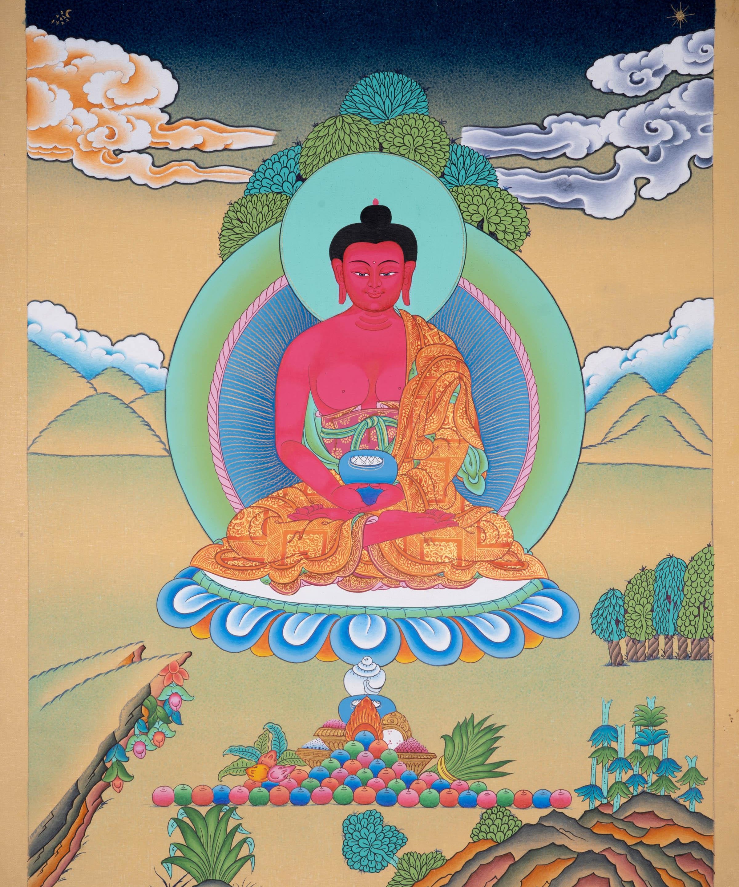 Long life Amitabha Buddha tibetan thangka - Himalayas Shop
