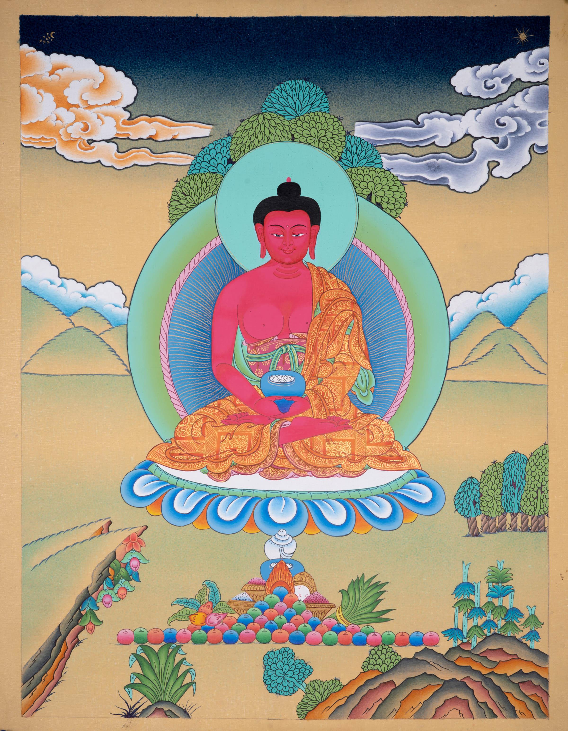 Long life Amitabha Buddha tibetan thangka - Himalayas Shop