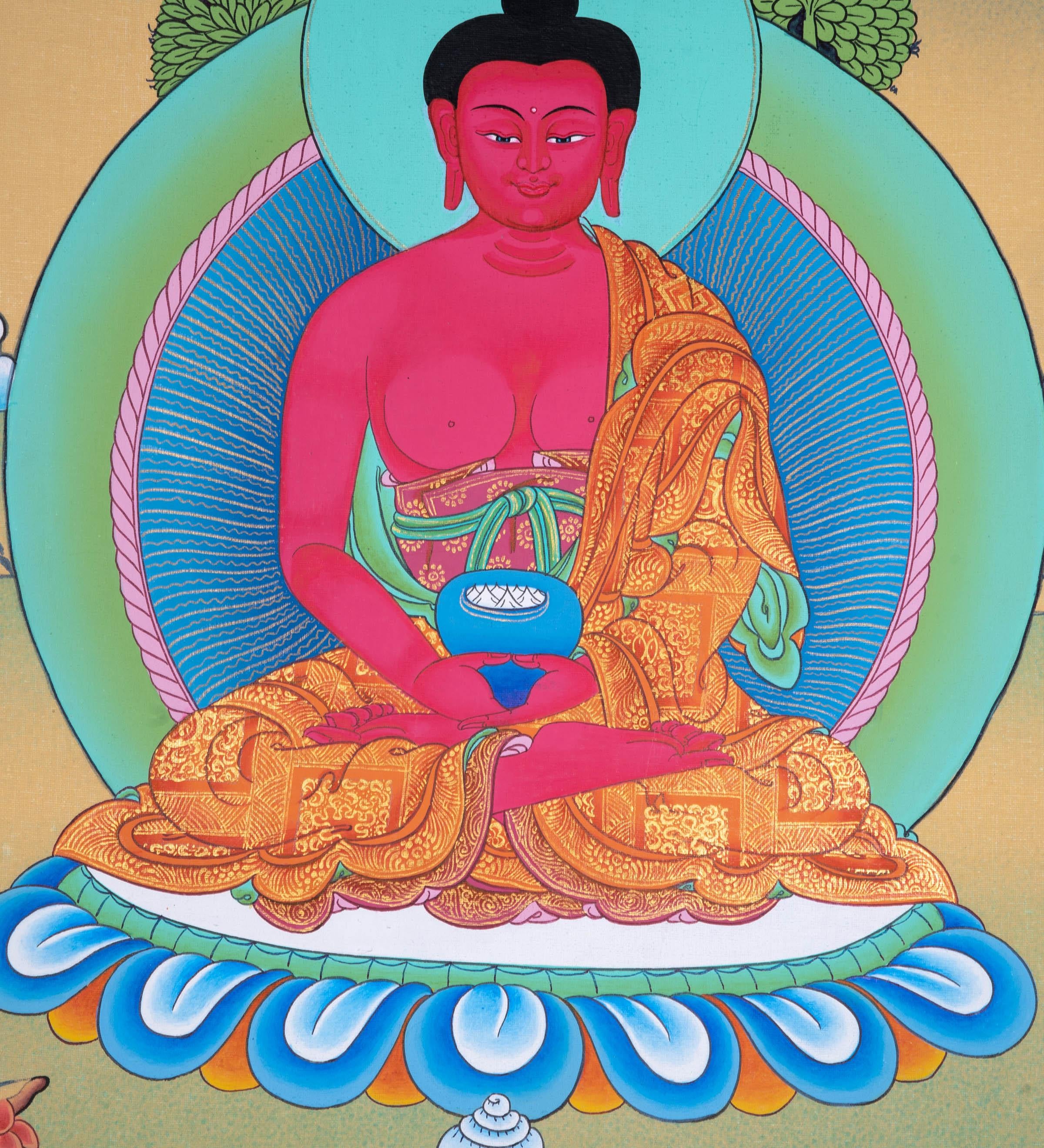 Long life Amitabha Buddha tibetan thangka - Himalayas Shop