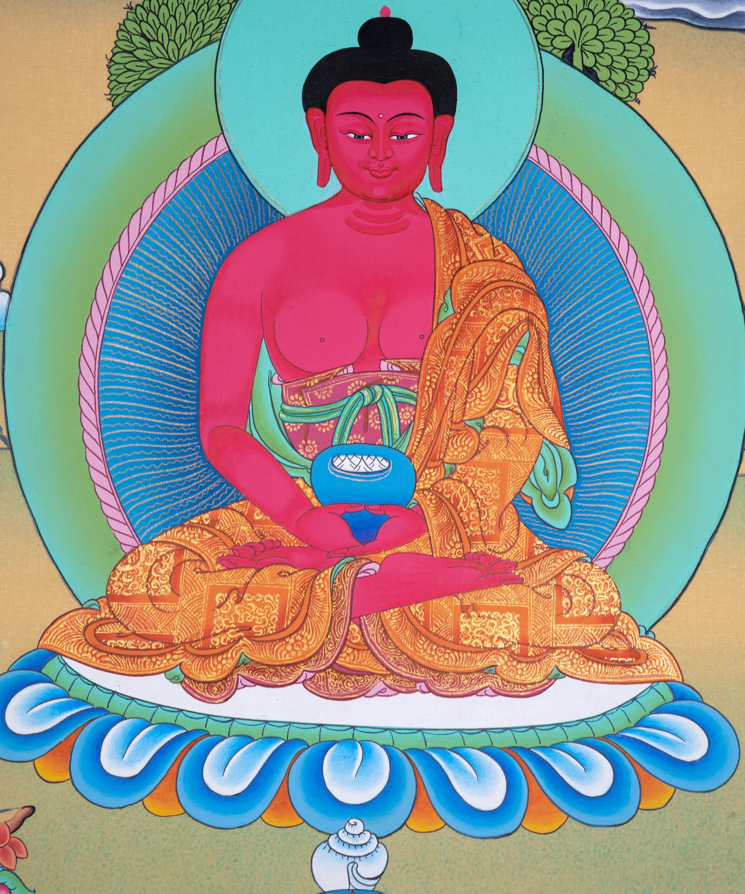 Long life Amitabha Buddha tibetan thangka - Himalayas Shop